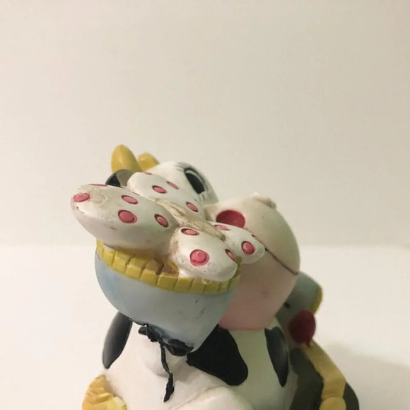 Vintage  Cow With Butterfly Coin Bank Resin Figure 4 Inch Tall - Picture 12 of 15